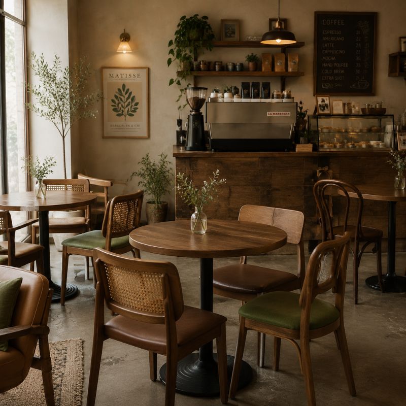 Custom cafe furniture for coffee shop and bakery interior