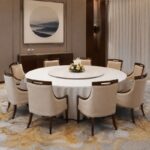 Round dining table set for hotel private dining room