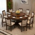 Hotel furniture round dining table with chairs and turntable