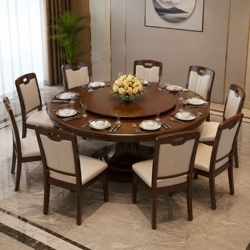 Hotel furniture round dining table with chairs and turntable