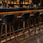 Contemporary upholstered home bar stool with ergonomic backrest