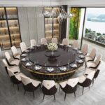 Luxury round dining table with lazy susan for hotel restaurant