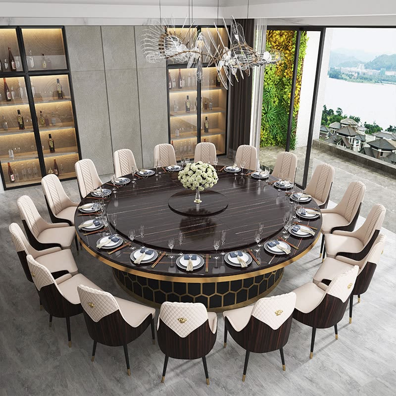 Luxury round dining table with lazy susan for hotel restaurant